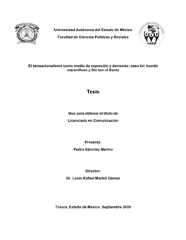 El Sensacionalismo Como Medio De Expresión Y Demanda: Caso Un Mundo Maravilloso Y Sin Ton Ni Sonia