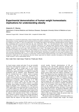 Experimental Demonstration of Human Weight Homeostasis