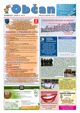 DECEMBER 2010 • Številka 12 • Leto 12 Novice Iz Občine Litija Uredništvo Občana - Tiskarna ACO Litija