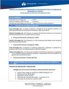 SUCRE Fecha De Realización Del Informe: 22/01/2021 Nombre De Quien Elabora El Informe: TEOBALDO DE JESUS NUÑEZ RODRIGUEZ I