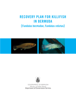 RECOVERY PLAN for KILLIFISH in BERMUDA (Fundulus Bermudae, Fundulus Relictus)