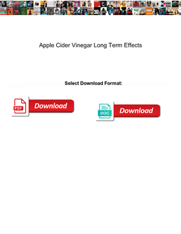 Apple Cider Vinegar Long Term Effects