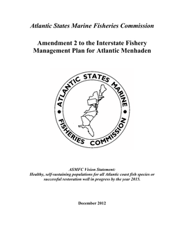 Amendment 2 to the Atlantic Menhaden Management Plan