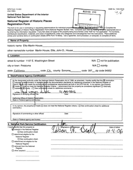 National Register of Historic Places Registration Form 1C