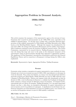 Aggregation Problem in Demand Analysis, 1930S-1950S