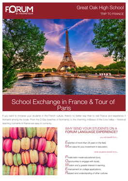 School Exchange in France & Tour of Paris