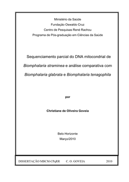 Sequenciamento Parcial Do DNA Mitocondrial De Biomphalaria