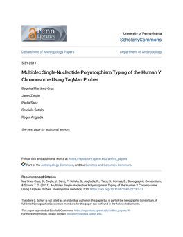 Multiplex Single-Nucleotide Polymorphism Typing of the Human Y Chromosome Using Taqman Probes