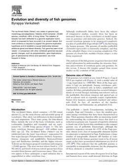 Evolution and Diversity of Fish Genomes Venkatesh 589