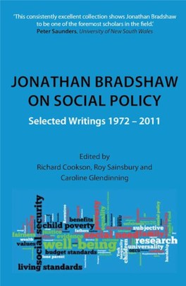 Jonathan Bradshaw on Social Policy Selected Writings 1972–2011