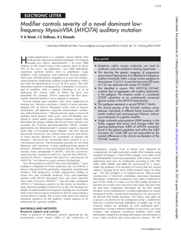 (MYO7A) Auditory Mutation V a Street, J C Kallman, K L Kiemele