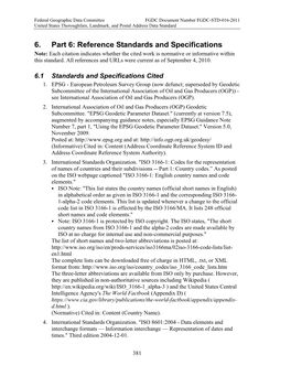 6. Part 6: Reference Standards and Specifications Note: Each Citation Indicates Whether the Cited Work Is Normative Or Informative Within This Standard