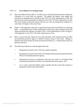 3745-1-21 Great Miami River Drainage Basin. (A) the Water Bodies Listed In