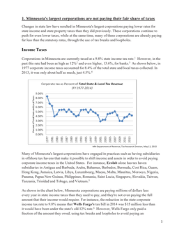 1. Minnesota's Largest Corporations Are Not Paying Their Fair Share of Taxes