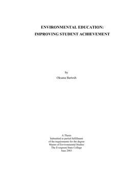 Environmental Education: Improving Student Achievement