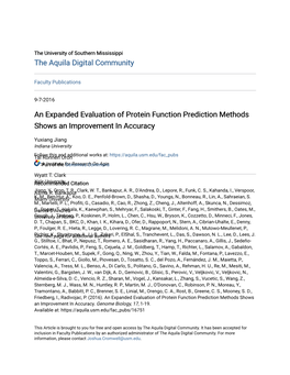 An Expanded Evaluation of Protein Function Prediction Methods Shows an Improvement in Accuracy