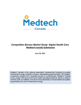 Competition Bureau Market Study: Digital Health Care Medtech Canada Submission