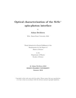 Optical Characterization of the Si:Se Spin-Photon Interface