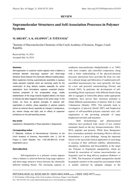 Supramolecular Structures and Self-Association Processes in Polymer Systems