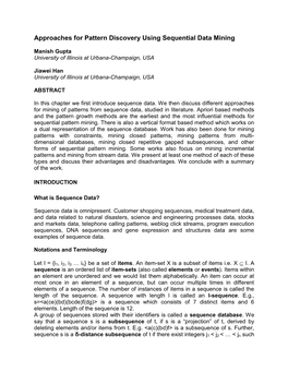 Approaches for Pattern Discovery Using Sequential Data Mining