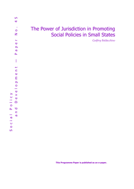 The Power of Jurisdiction in Promoting Social Policies in Small States