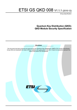 Quantum Key Distribution (QKD); QKD Module Security Specification