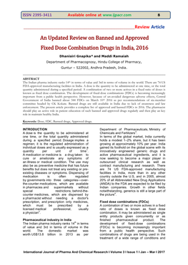 An Updated Review on Banned and Approved Fixed Dose Combination Drugs in India, 2016