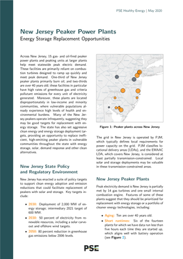 New Jersey Peaker Power Plants Energy Storage Replacement Opportunities