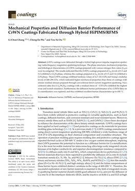 Mechanical Properties and Diffusion Barrier Performance of Crwn Coatings Fabricated Through Hybrid Hipims/RFMS