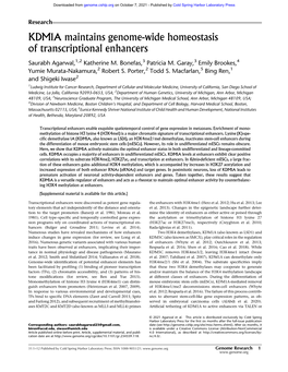 KDM1A Maintains Genome-Wide Homeostasis of Transcriptional Enhancers