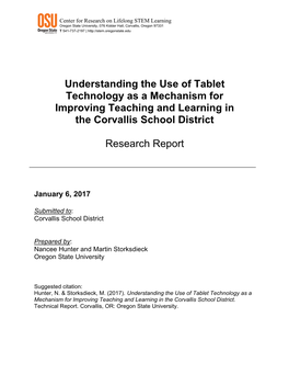 Understanding the Use of Tablet Technology As a Mechanism for Improving Teaching and Learning in the Corvallis School District