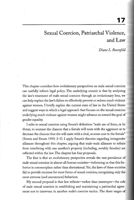 Sexual Coercion, Patriarchal Violence, and Law