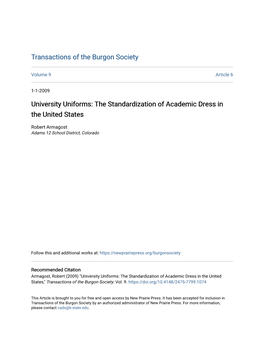 The Standardization of Academic Dress in the United States