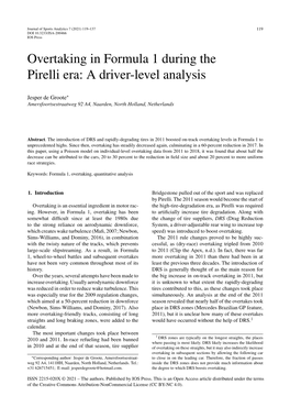 Get a Better Understanding to What Factors Caused the on a Race-To-Race Basis, Focusing Solely on the Impact Season-To-Season Changes in Overtaking Frequencies