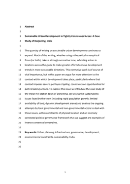 Abstract Sustainable Urban Development in Tightly Constrained Areas