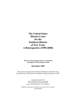 The United States District Court for the Southern District of New York: a Retrospective (1990-2000)