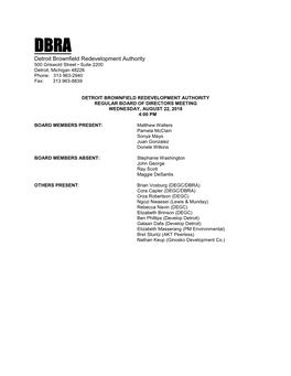 Detroit Brownfield Redevelopment Authority 500 Griswold Street • Suite 2200 Detroit, Michigan 48226 Phone: 313 963-2940 Fax: 313 963-8839