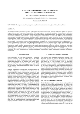 Cartography for Lunar Exploration: 2006 Status and Planned Missions