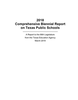 2018 Comprehensive Biennial Report on Texas Public Schools