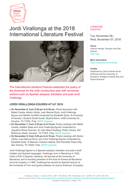 Jordi Virallonga at the 2018 International Literature Festival