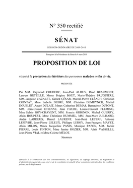 Sénat Proposition De