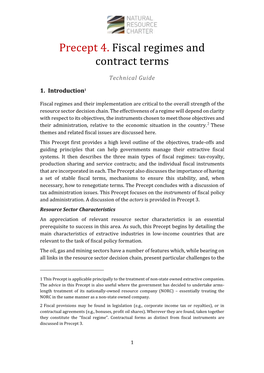 Precept 4. Fiscal Regimes and Contract Terms