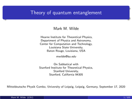 Theory of Quantum Entanglement