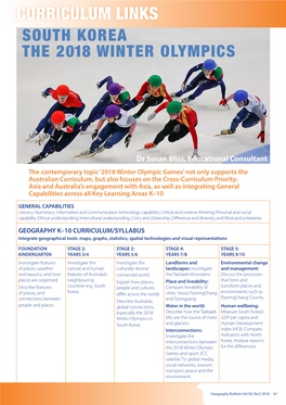 Curriculum Links South Korea the 2018 Winter Olympics