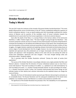 October Revolution and Today's World