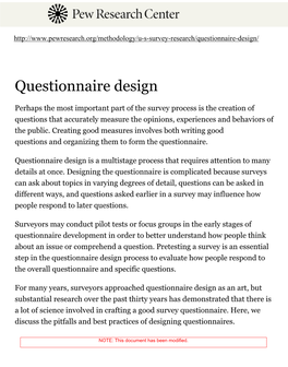 Questionnaire Design