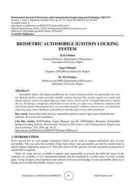 Biometric Automobile Ignition Locking System