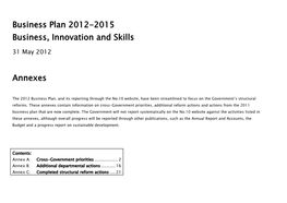 Business Plan 2012-2015 Business, Innovation and Skills