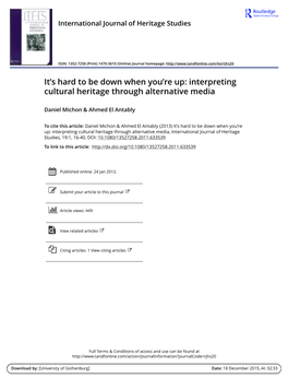 It's Hard to Be Down When You're Up: Interpreting Cultural Heritage