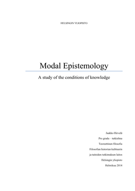 Modal Epistemology